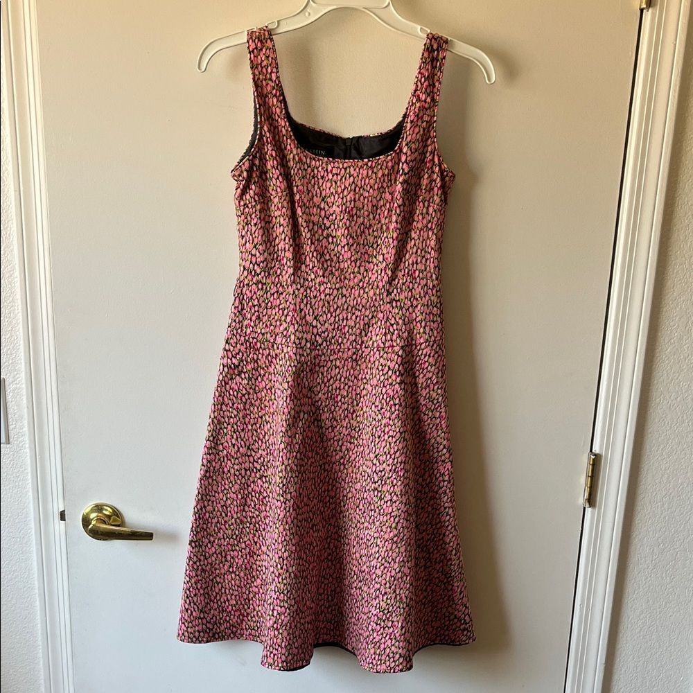 Anne Klein Fit n Flare Dress size 2 Black/ pink floral